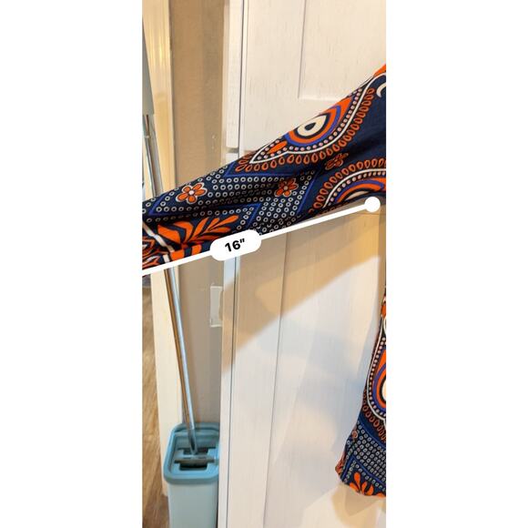 R & B Collection Women’s Tunic Top Large Orange Paisley Long Sleeve Soft Pockets - Picture 6 of 7